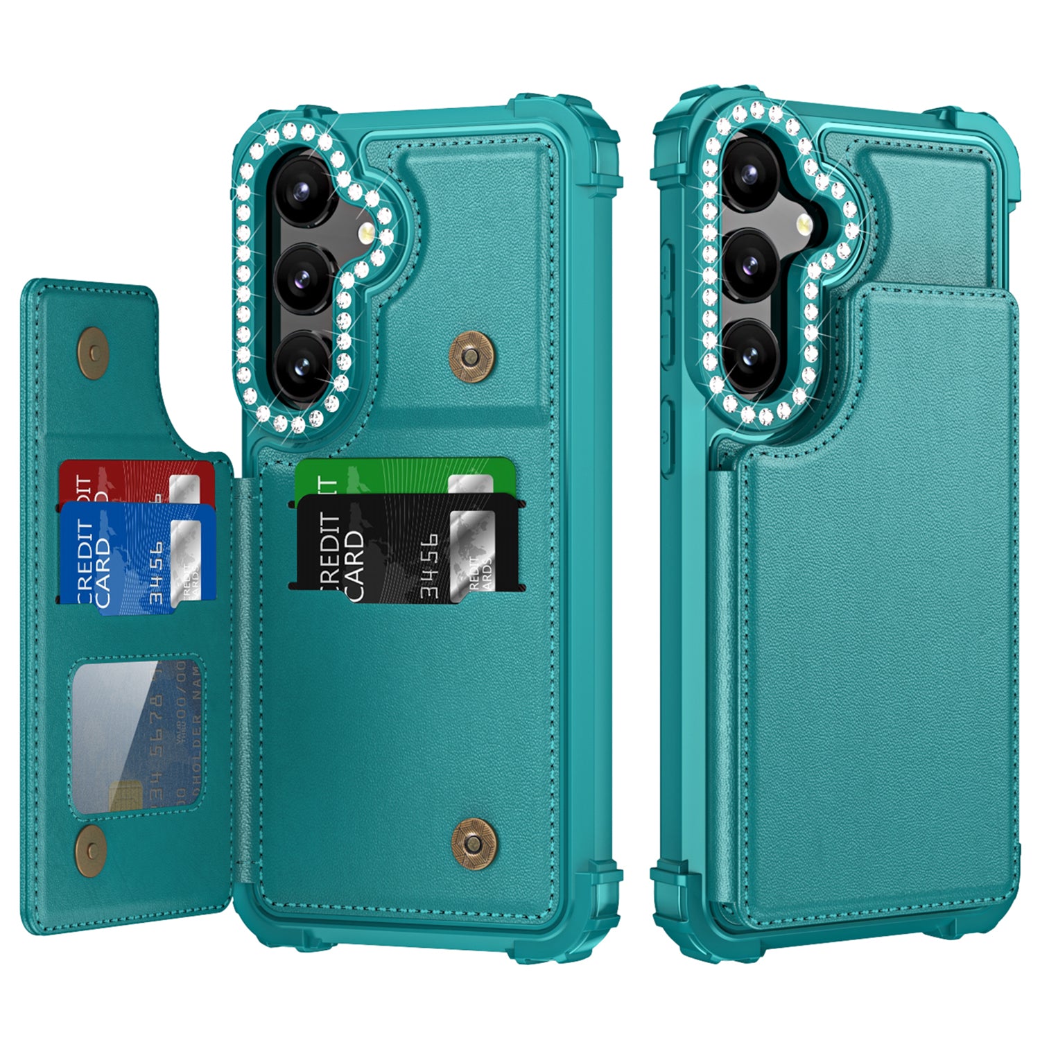 ZM15 For Samsung Galaxy S24 Case Rhinestone Decor Card Slots Phone Cover ZM15 For Samsung Galaxy S24 Case Rhinestone Decor Card Slots Phone Cover